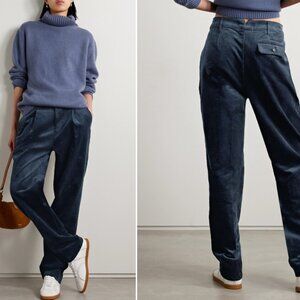 Alex Mill Boy Pleated Cotton-corduroy Straight-leg Pants Navy 8